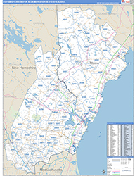 Portsmouth-Rochester Metro Area Wall Map Basic Style 2026